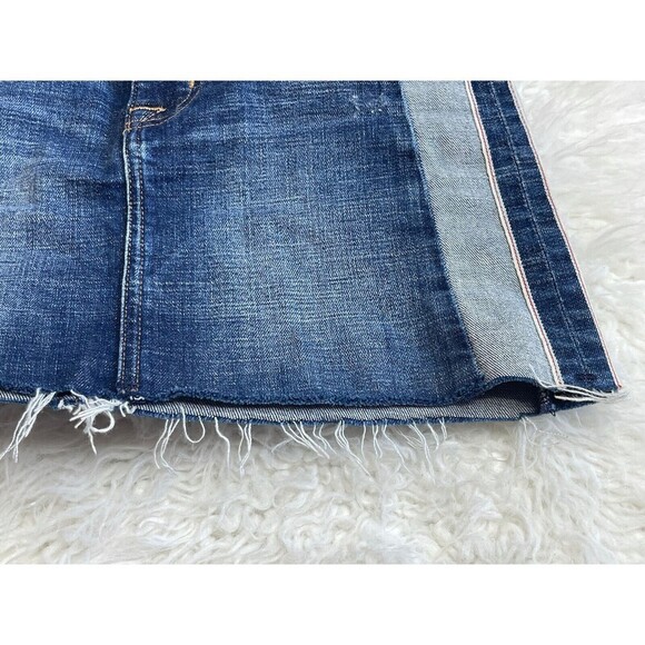 Hudson Size 25 The Viper Denim Mini Skirt Raw Edge Hem Color Block BIN A18 - Picture 11 of 12